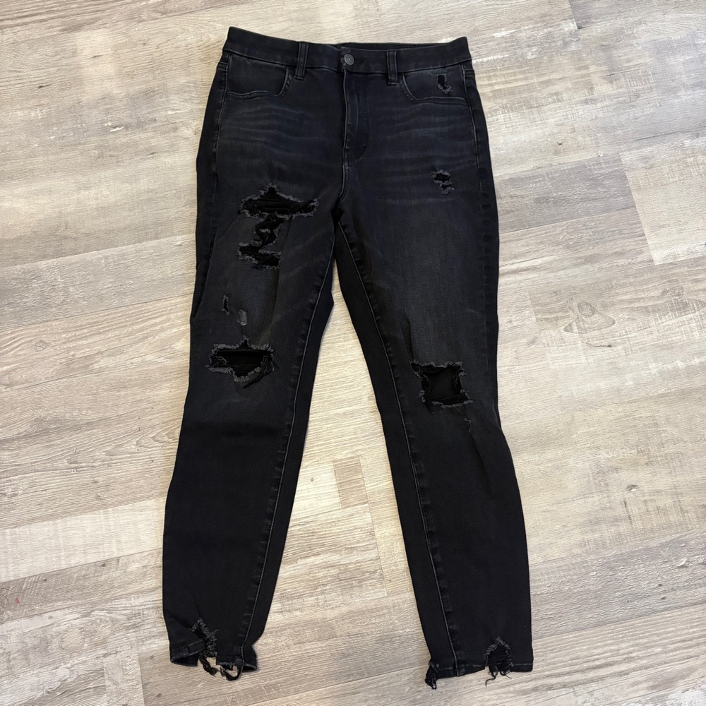 American Eagle Black Distressed Jeans